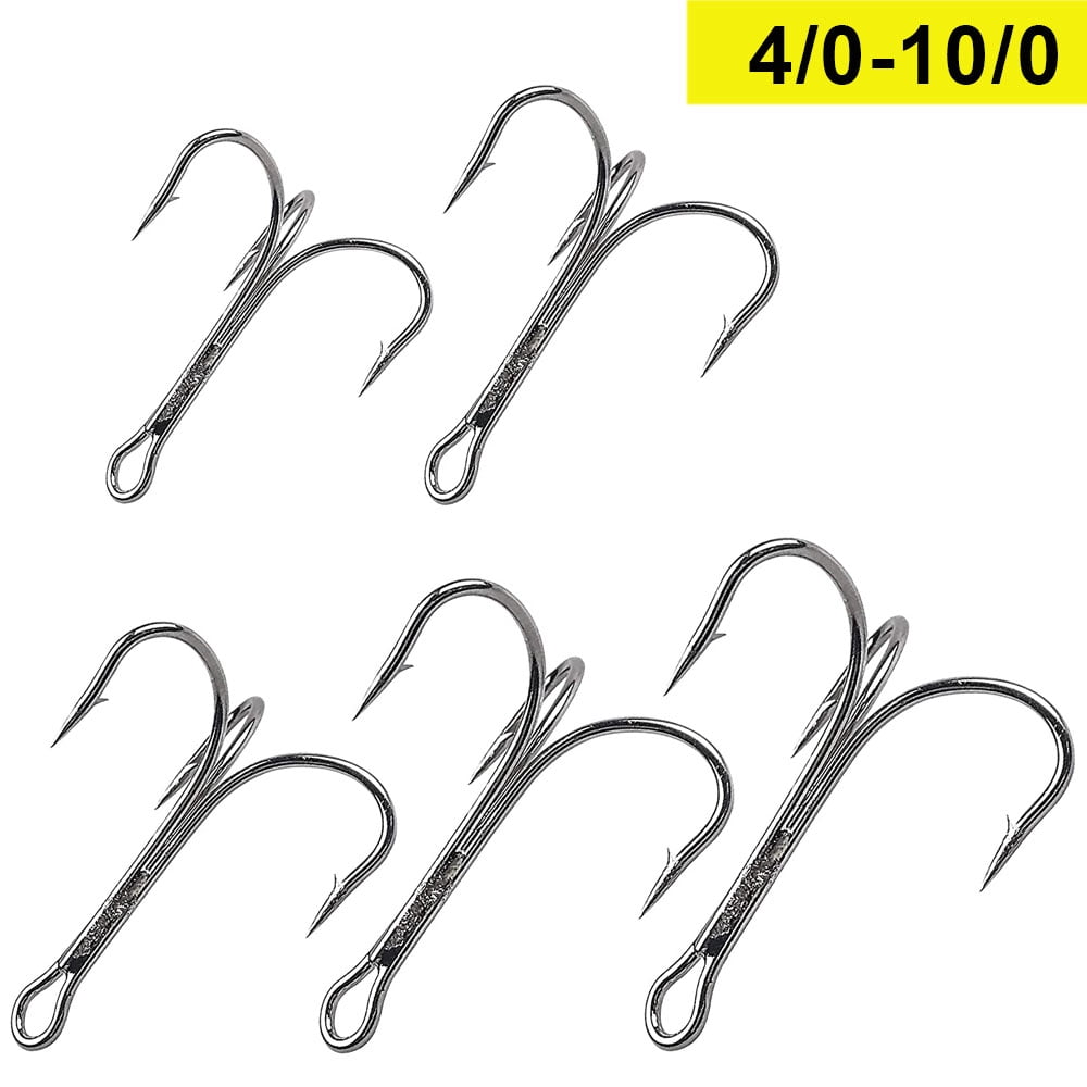 Big Treble Fishing Hook, High Carbon Steel, Shark Triple Anchor Fishhooks, Saltwater Barbed Hook, Strong 4/0-10/0, 50Pcs