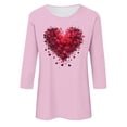 thumbnail image 4 of Jienlioq Chandail en Molleton de la Saint-Valentin pour Femmes Imprimé Décontracté Col Rond Manches 3/4 Rose 2TG, 4 of 4