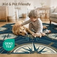 thumbnail image 4 of ODIKA 9'x12' Washable Area Rug Classic Maritime Navigation Star Compass Vintage Seafaring Motif for Dining Room, Basement, Large Office, Non-Slip Chair-Friendly, 4 of 7