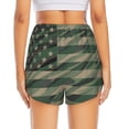 thumbnail image 3 of Picia Jungle Green Camo USA Flag Pattern Women's 2 in 1 Athletic Running Shorts High Waisted Workout Casual Gym Sweat Shorts with Comfy Liner Zipper Pockets-Small, 3 of 9
