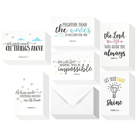48 Pack Inspirational Bible Verse Quote Greeting Cards - Religious Inspiring Motivational Cards - Bulk Box Set - Includes 48 Cards with Envelopes - 4 x 6 Inches