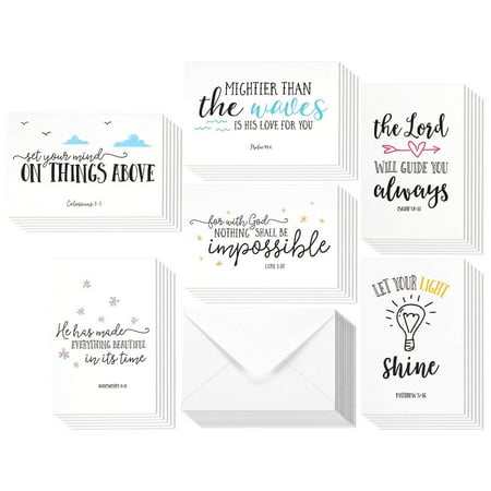 Quote Card - 48 Pack Inspirational Bible Verse Quote Greeting Cards - Religious Inspiring Motivational Cards - Bulk Box Set - Includes 48 Cards with Envelopes - 4 x 6 Inches