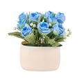 thumbnail image 2 of Artificial Silk Flower Bouquet with Vase | Low Maintenance Fake Floral Arrangement for Home Decor | Desktop, Bedroom, Wedding & Party Decoration | Reusable Centerpiece Set, 2 of 6