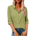 thumbnail image 2 of Xuyuer Spring Summer Shirts for Women Fashion Comfy Linen Plain Peasant Tunic Gauze Tops with Pocket Lapel Button Down Long Sleeve Tops 2026, 2 of 8
