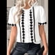 thumbnail image 5 of Blusas de Trabajo para Mujer, con Botones, Larga, Cuello en V, Encaje, Informal, con Botones, Camisas de Moda de Otoño, Blancas, S, 5 of 10