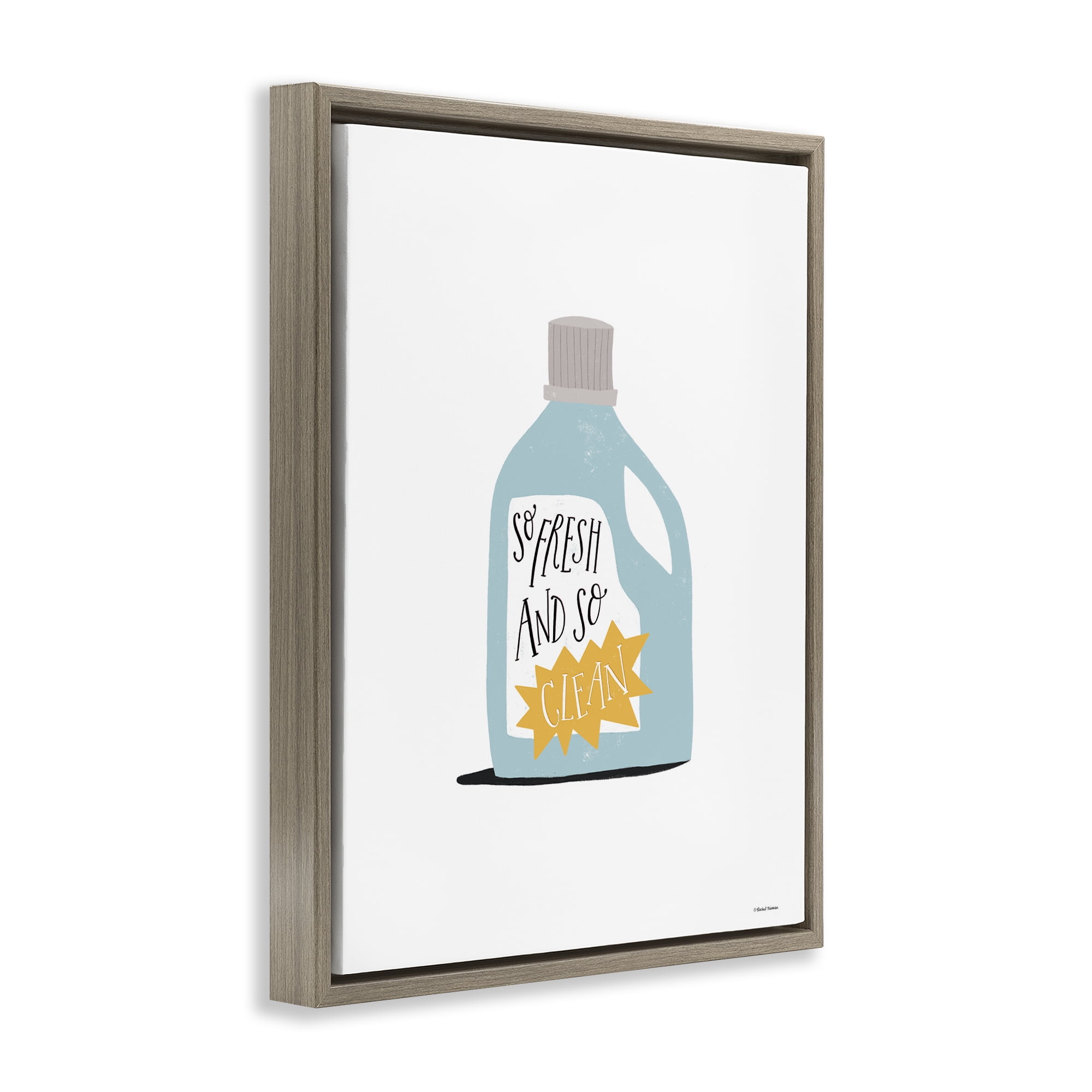 Stupell Industries So Fresh & Clean Laundry Typography Painting Brown Floater Framed Art Print Wall Art, 17 x 21