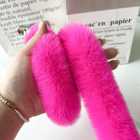 XmhyTop-A 200cm Faux Fur Trim Strip Skin for Collar Cuffs Decoration, DIY Clothing Sewing Craft,Dark Pink