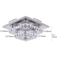 Diisunbihuo Modern Crystal Chandelier Stainless Steel Ceiling Crystal Lamp Semi Flush Mounted Lights Fixture Two Layer Square Chandelier Ceiling Lamp (Cool White)
