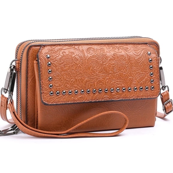 Gmdisc Crossbody Bags for Women, Small Leather Shoulder Handbags Cell Phone Wallet Wristlet Purse with Adjustable Strap