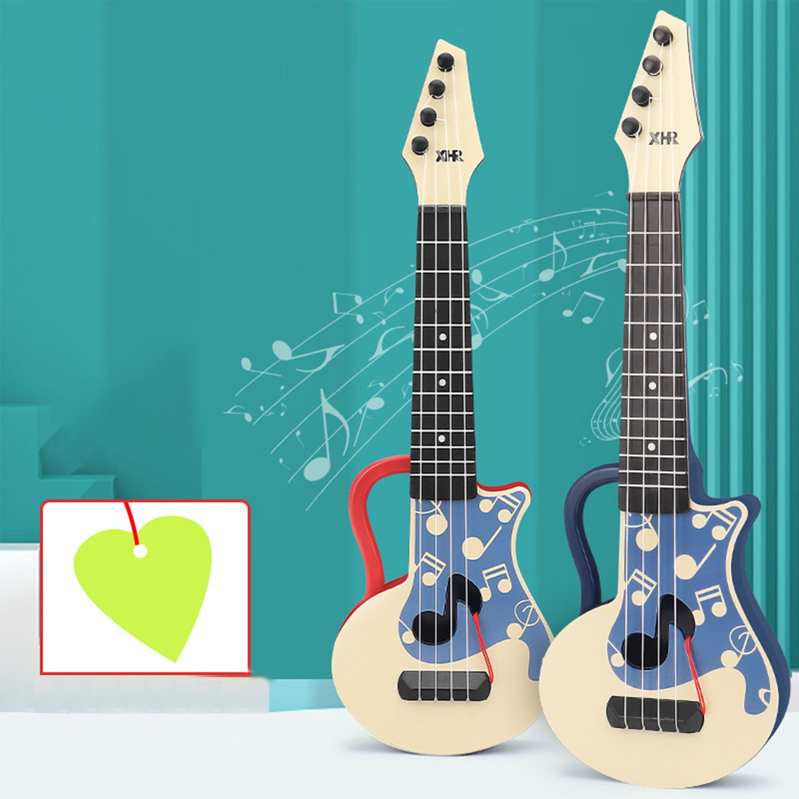 Yannianjz 2Pcs KidsGuitar Ukulele, Beginner Musical Instrument, 4 Strings, Mini Guitar for Skill ImprovingKidsPlay, Early Educational, PreSchoolChildren