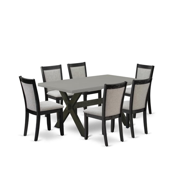 X696MZ606-7 7Pc Kitchen Set - Rectangular Table and 6 Parson Chairs - Multi-Color Color
