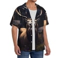 thumbnail image 2 of Gukieu Regal Stag In Forest Print Men's Short-sleeved Shirts, Button-down Pocket Shirts, T-shirts, Beach Vacation Travel Summer Clothing-Small, 2 of 5