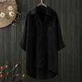thumbnail image 2 of Fimkaul Women's Button Down Shirts Long Sleeve Casual Tops Linen Down Long Sleeve Linen Blouse Black M, 2 of 3
