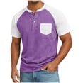 thumbnail image 3 of cllios Mens Raglan Short Sleeve Henley Shirts Loose Fit Contrast Color T-Shirts with Chest Pocket Lightweight Casual Summer Tops, 3 of 6