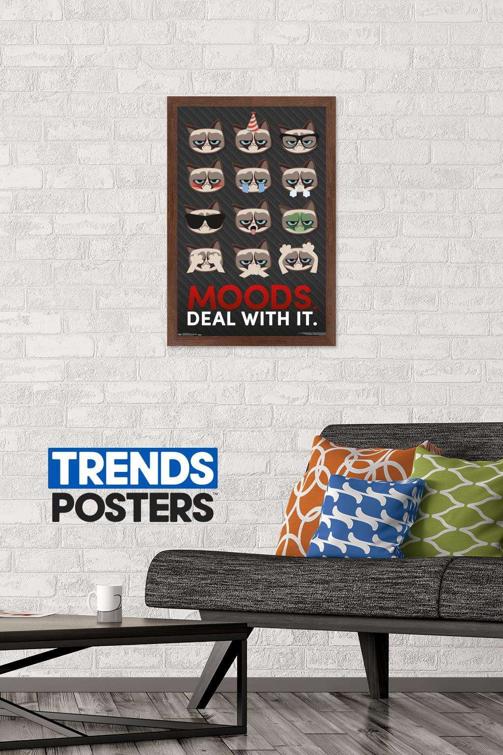 Grumpy Cat - Grid Wall Poster, 14.725" x 22.375", Framed