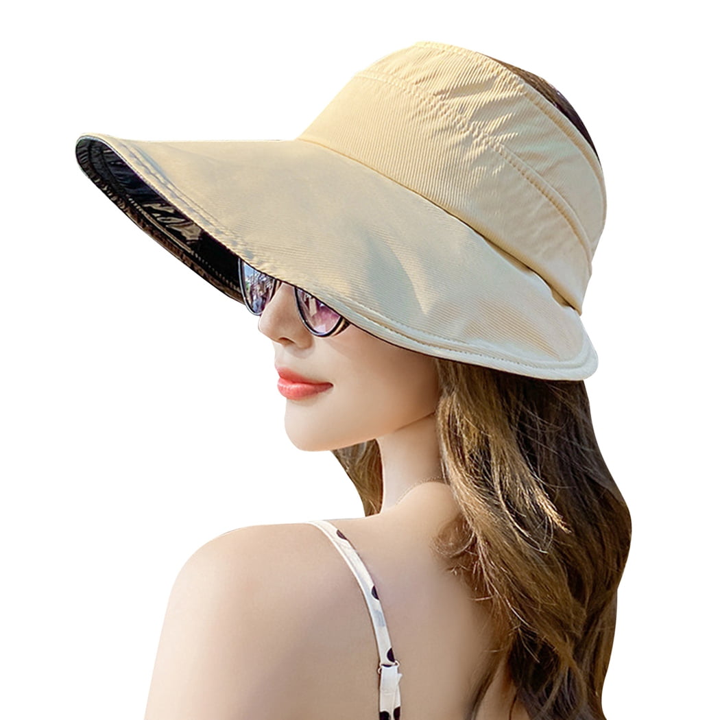 Womens Summer Fashion Protective Floppy Large Brim Visor Sunhat Travel Cap UPF 50+