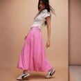 thumbnail image 4 of Wutalume Women's Midi Skirt with Deep Pockets, Pleated Design, Elastic Waistband, Flowy A-Line Skirt for Casual, Office, and Weekend Outfits,Pink M, 4 of 7