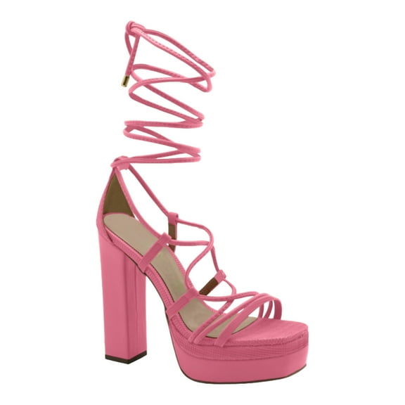 Open Toe Ankle Tie Up Platform Heels