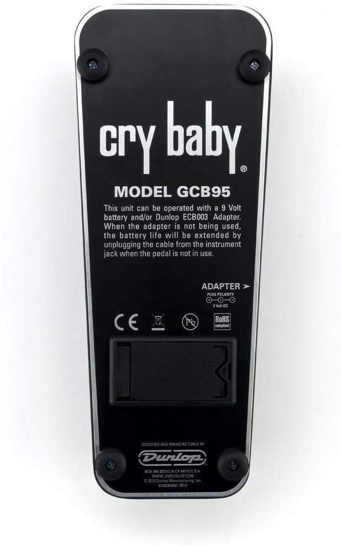 Dunlop Crybaby GCB-95 Classic Wah Pedal w/2 FREE Patch Cables