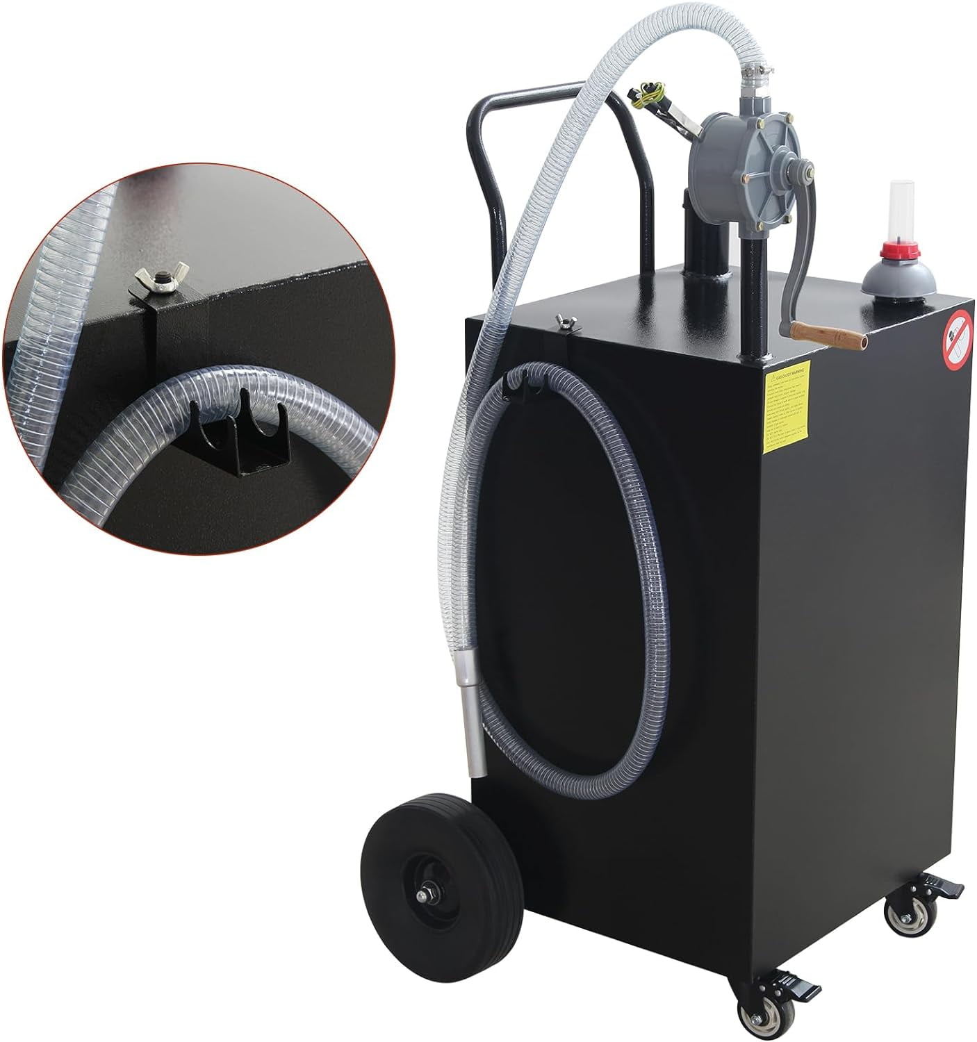 ChaoLink 45 Gallon Protable Gas Caddy With Manual Transfer Pump, Fuel Storage Tank & 4 Wheels Gasoline Diesel Fuel Container for Atv Car Mowers Tractors Boat MotorcycleBlack