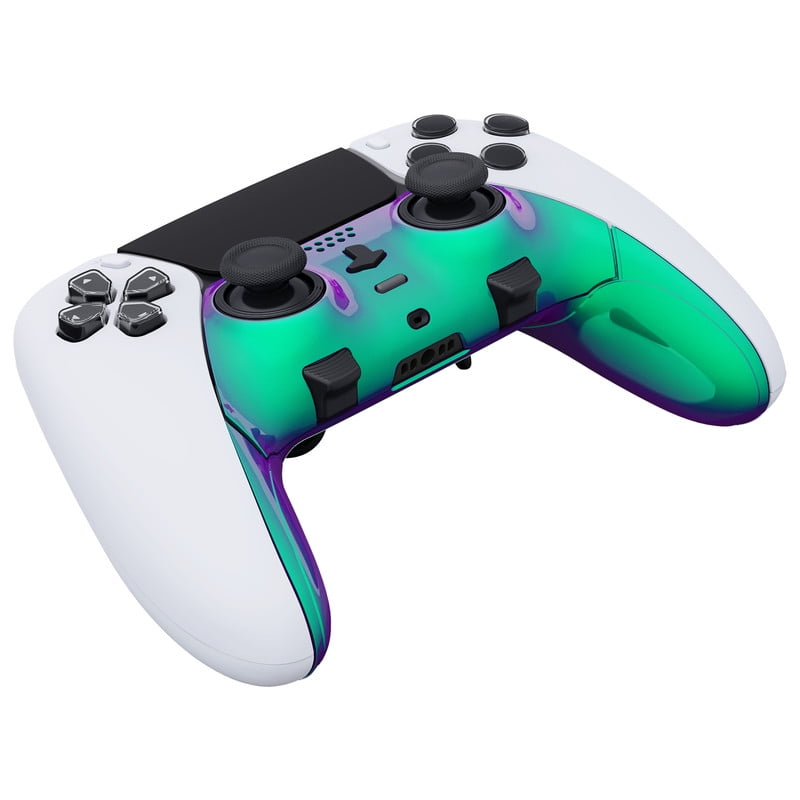 eXtremeRate Top Bottom Trim Shell Replacement Front Back Clip Shell Chameleon Green Purple Plates Cover for ps5 Edge Controller