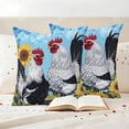 thumbnail image 3 of Sunflower Rooster Pillow Covers 2 Pack Farmhouse Animal Rustic Floral Country Blue Sky Pillowcase Waterproof Outdoor Throw Pillow Cover for Patio Garden Square Cushion 20”x20”, 3 of 9