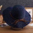 thumbnail image 2 of Women Sun Hat Summer Wide Brim Beach Cap Packable Cotton Straw Hat for Travel,birthday present/Navy Blue, 2 of 8