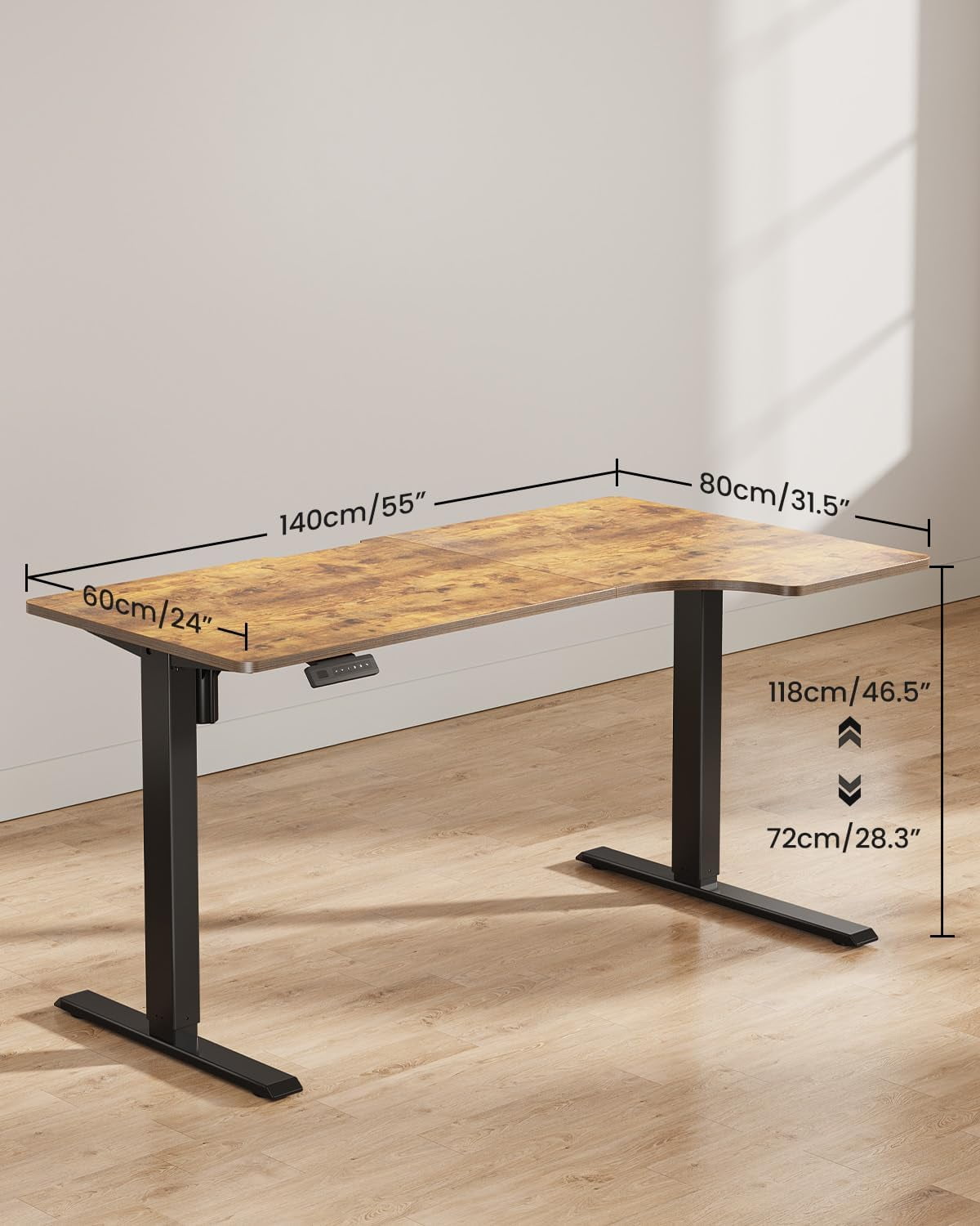 FEZIBO 55×32 inch L Shaped Electric Corner Standing Desk, 4 Memory Height Settings,Home Office & Computer Height Adjustable Table, Ergonomic Sit and Stand Up Workstation