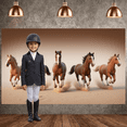 thumbnail image 6 of Realistic  Running Horse Banner Dynamic Design Galloping Horse Backdrop Earthy Color Palette Wild Animal Motif Display for Western Themed Party Equestrian Event Bedroom Wall Decor, 6 of 8