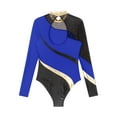 thumbnail image 5 of TiaoBug Womens Gymnastics Leotard Metallic Color Block Rhinestones Athletics Ballet Dance Bodysuit Top Royal Blue XXL, 5 of 6