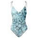 thumbnail image 2 of Gibobby Traje de baño de una pieza Traje de baño con estampado de flores y cuello en V para mujer Conjuntos de bikini con falda y delantal(Azul,CH), 2 of 4