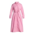 thumbnail image 5 of Free Assembly Women's and Women’s Plus Belted Cotton Maxi Shirtdress with Long Sleeves, Sizes XS-4X, 5 of 5