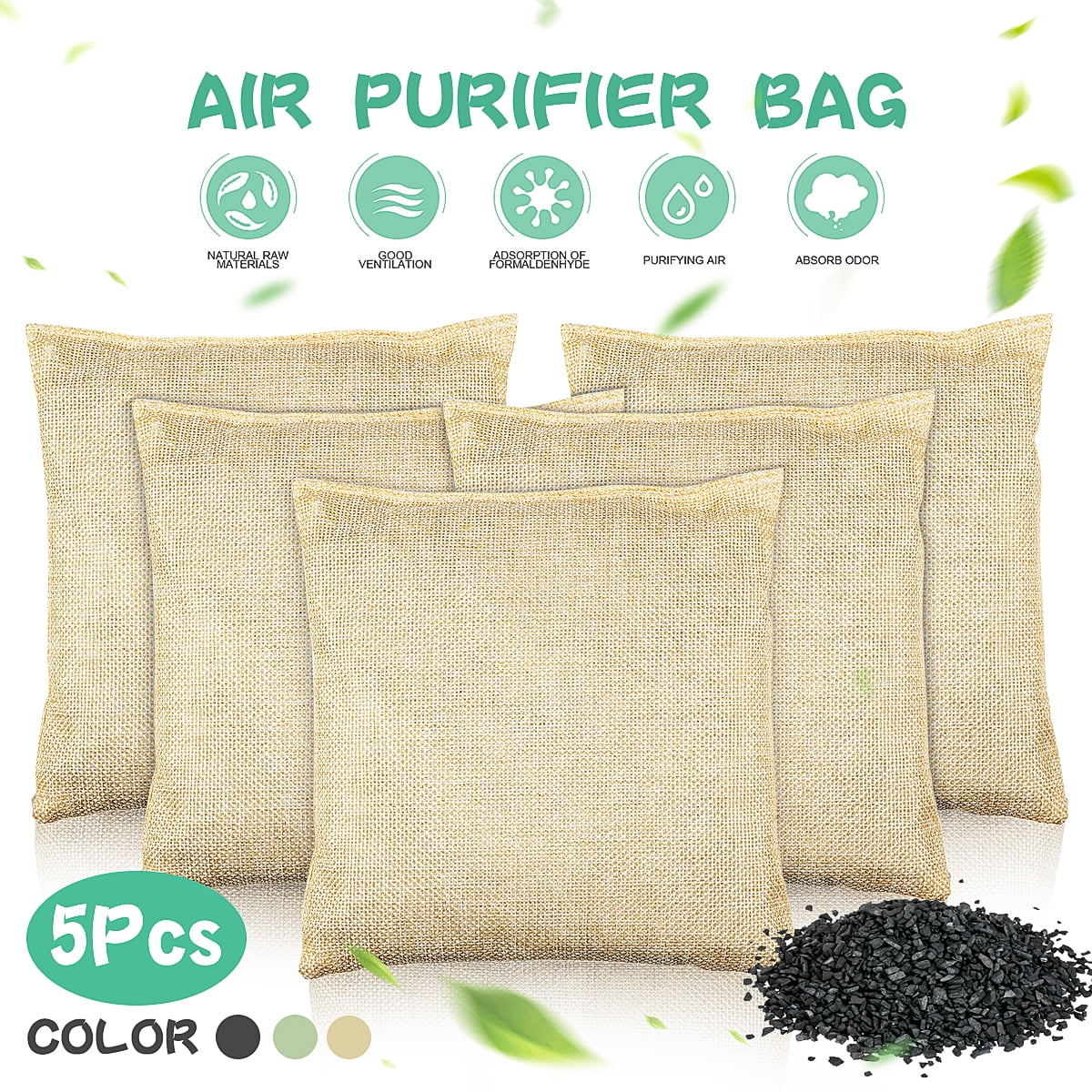 5Pcs 500g/pack Bamboo Charcoal Air Purifier Bag Natural Air Freshener