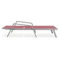 thumbnail image 6 of LeisureMod Marlin Modern Outdoor Chaise Lounge Arm Chair with Grey Powder Coated Aluminum Frame for Patio and Backyard Garden, Set of 2 (Burgundy), 6 of 12