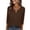 *Brown, variant on Women's V Neck 3/4 Sleeve Blouse,Casual Solid Color Top with Keyhole Neck Mint Green,Women's Plus XL