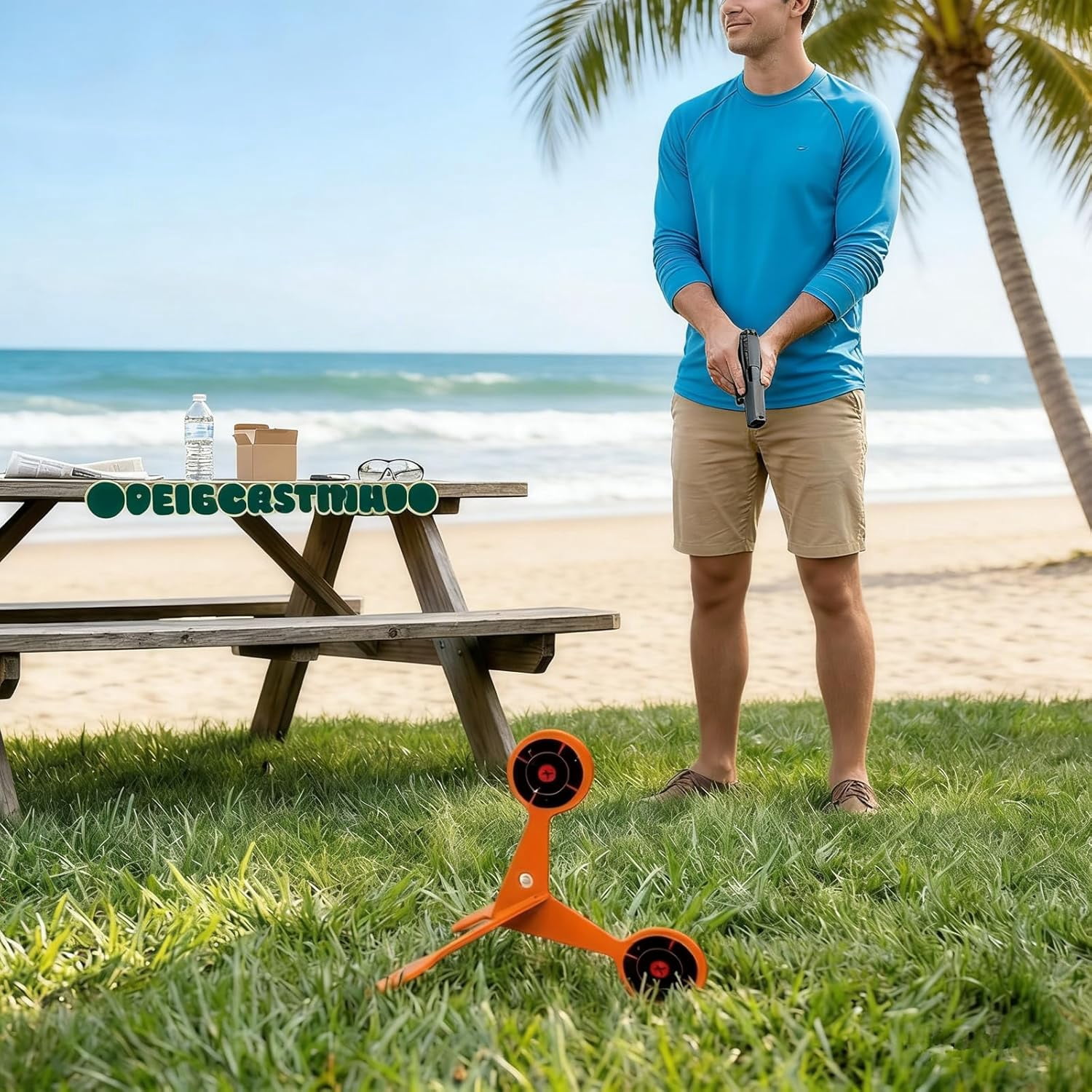 Spinning Shooting Target with Auto Flip, 10 Sheets Splash Paper, Metal Reactive Reset Target for High Caliber, Outdoor Backyard, 4mm