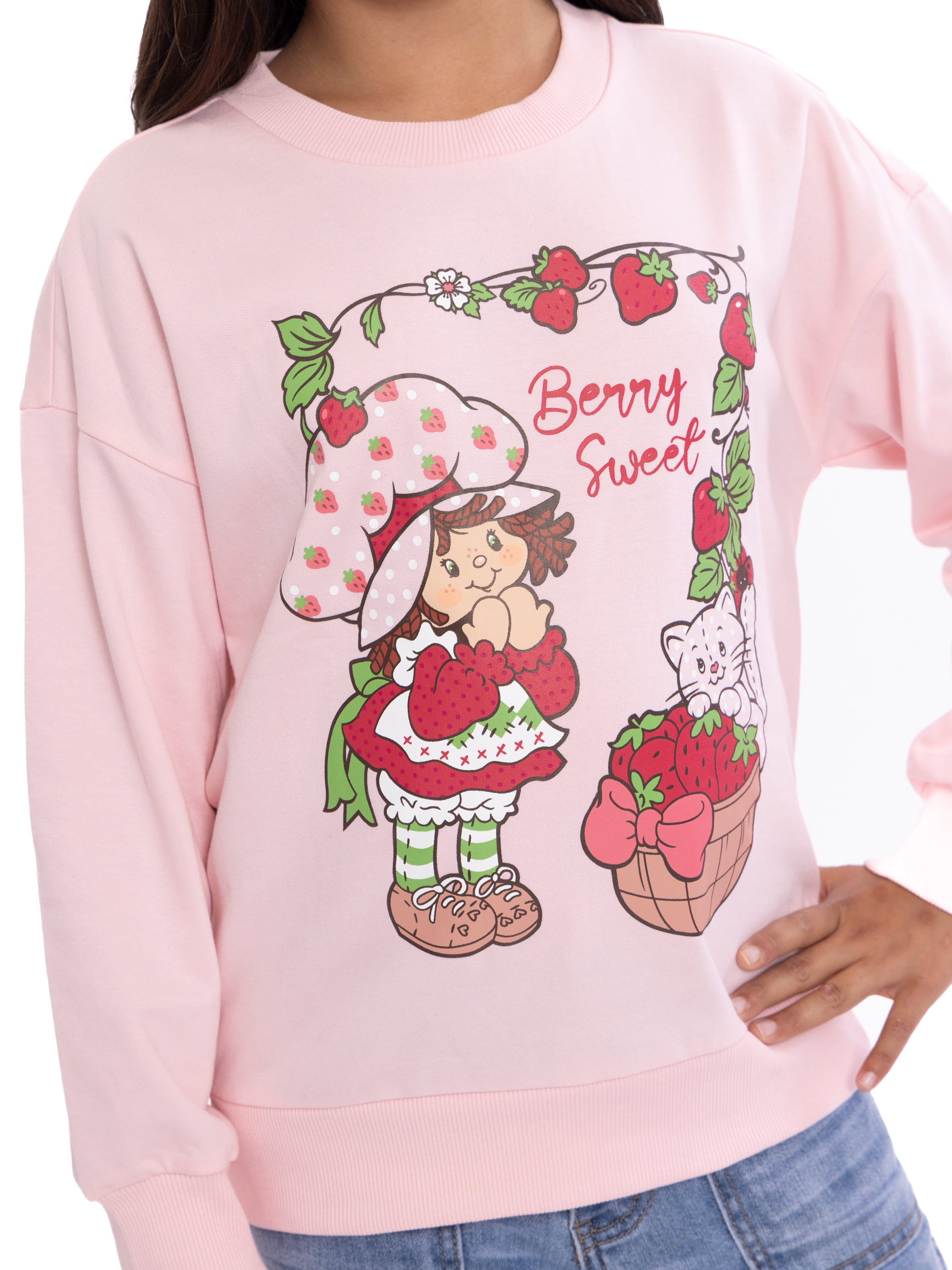 Strawberry Shortcake Kids Graphic Fleece Crewneck Sweatshirt, Sizes 4-18