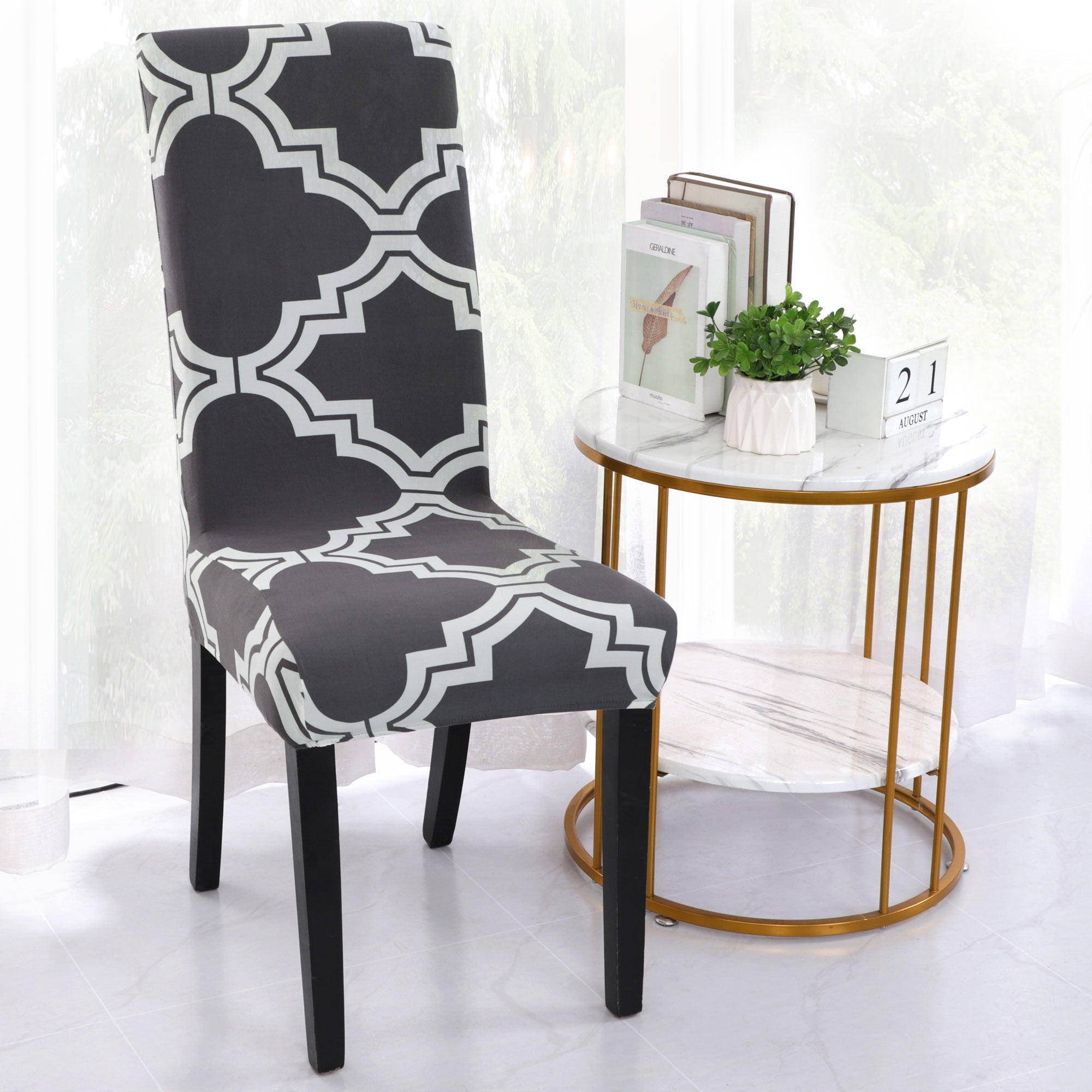 Details about   Geometric Dining Chair Covers Spandex Elastic Chair Slipcover Case Chair Covers 
