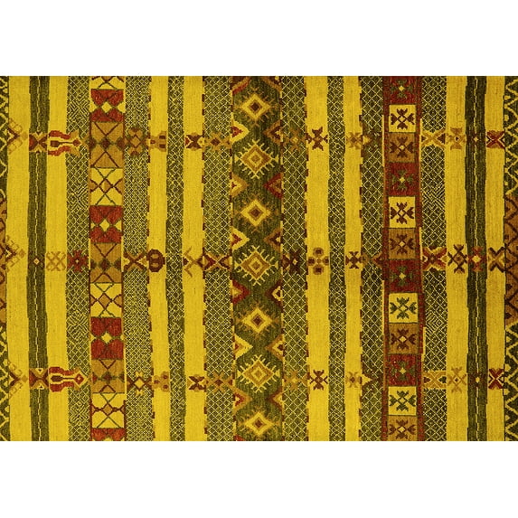 Ahgly Company Indoor Rectangle Oriental Yellow Industrial Area Rugs, 2' x 5'