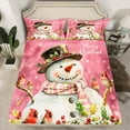 thumbnail image 2 of Manfei Xmas Snowman Queen Sheet Sets for Kids Boys Girls, Winter Snowflakes Cardinal Bird Flat Sheet, Pink Happy New Year Gifts Queen Fitted Sheet, Super Cozy Room Decor 4 Pieces, 2 of 7