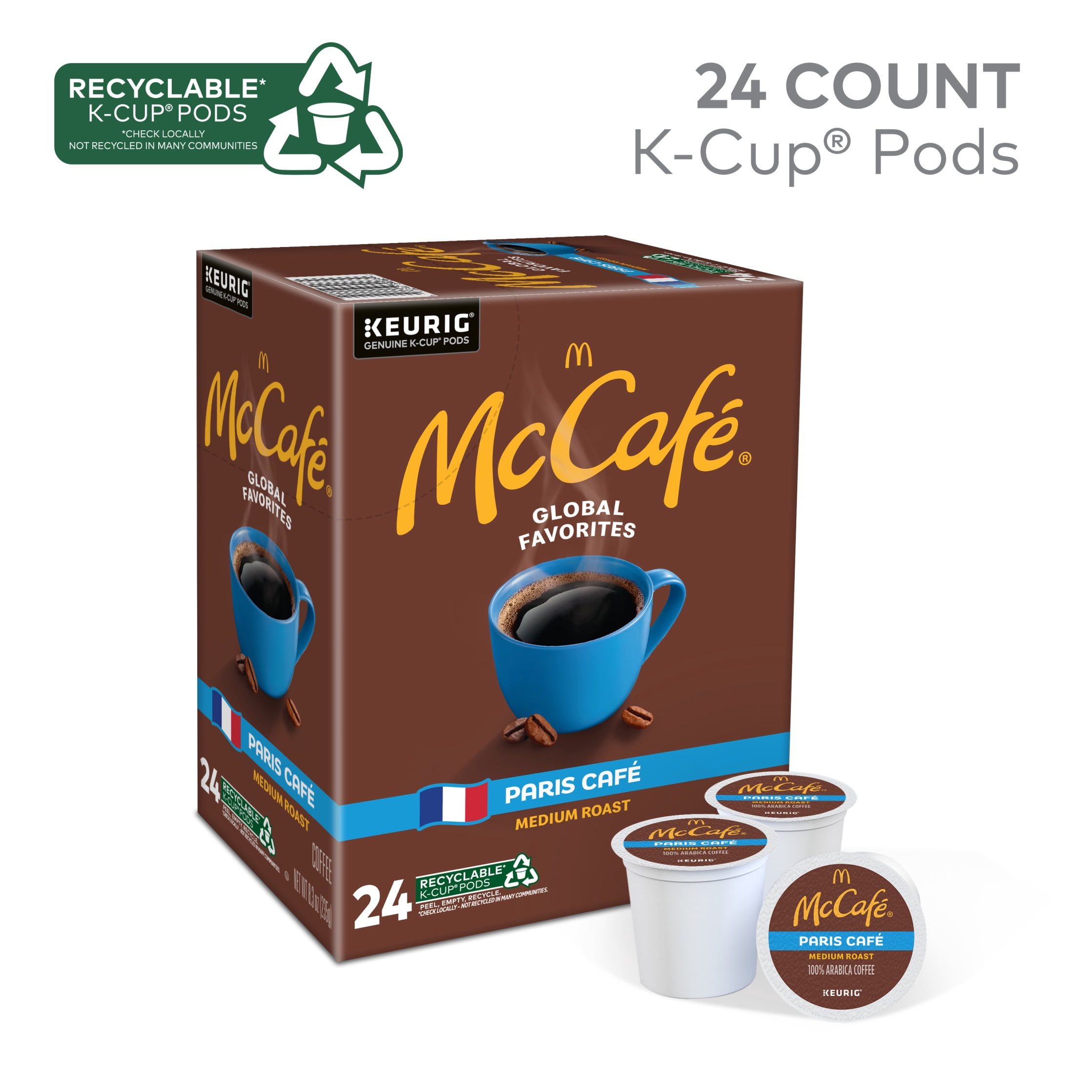 McCafe, Paris Cafe Medium Roast K-Cup Coffee Pods, 24 Count