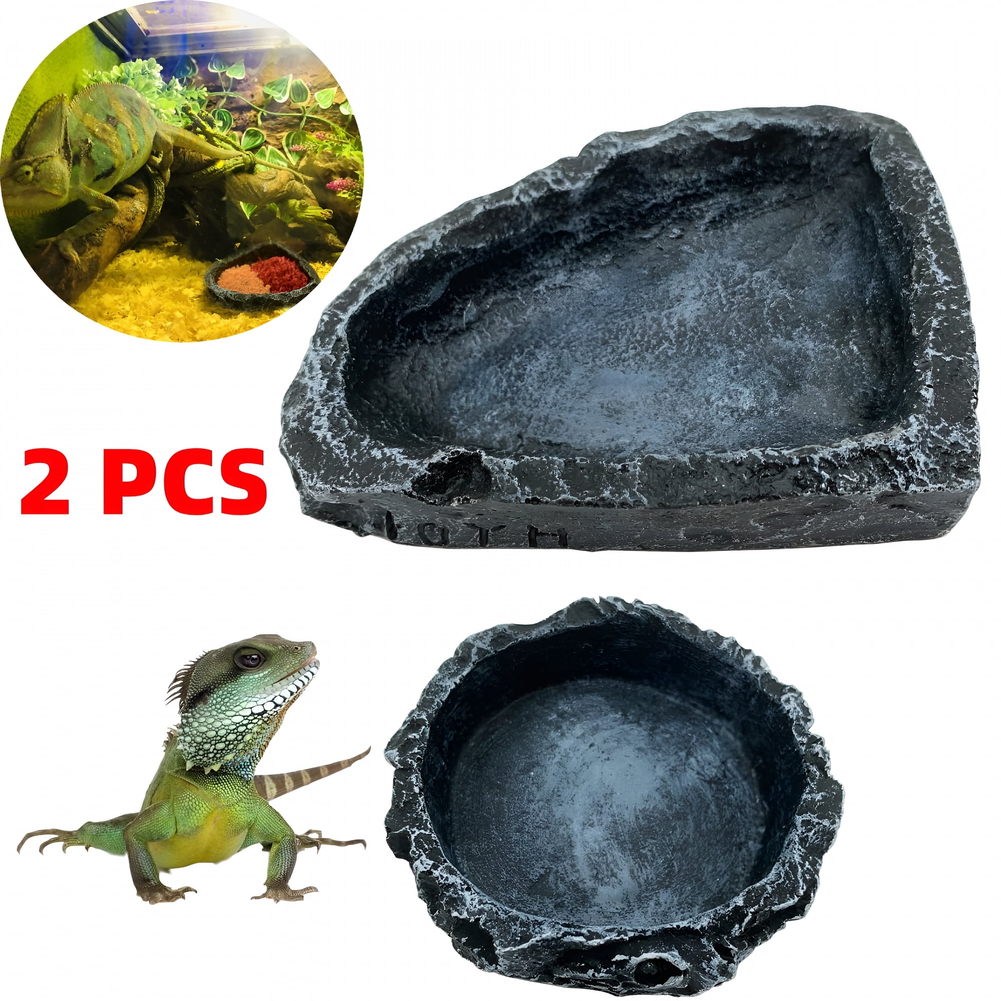 XIBUFE 2026 New Reptile Feeding Dish Corner Bowl,2Pcs Bearded Dragon Tank Accessories,Reptile Tank Food Bowl Feeding Terrarium Bowls for Bearded Dragon Lizard Frog Gecko Tortoise Hermit Crab