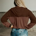 thumbnail image 6 of Womens Waffle Color Block Hoodies Button up V Neck Drawstring Hooded Sweatshirts Casual Loose Pullover Shirts Blouse, 6 of 6