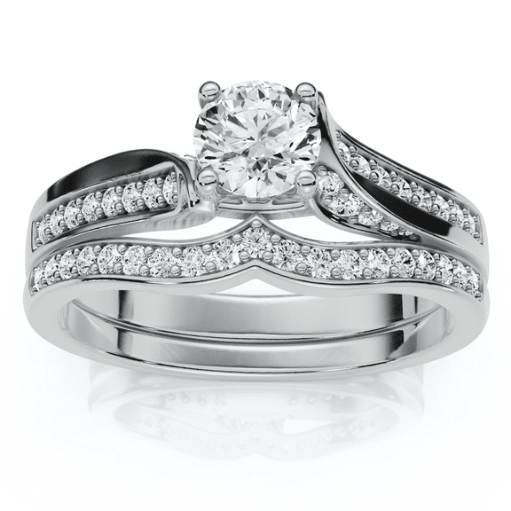 Pompeii 1Ct Engagement Wedding Ring Set 14k Gold or Platinum Lab Grown (E/F,VS1-VS2)