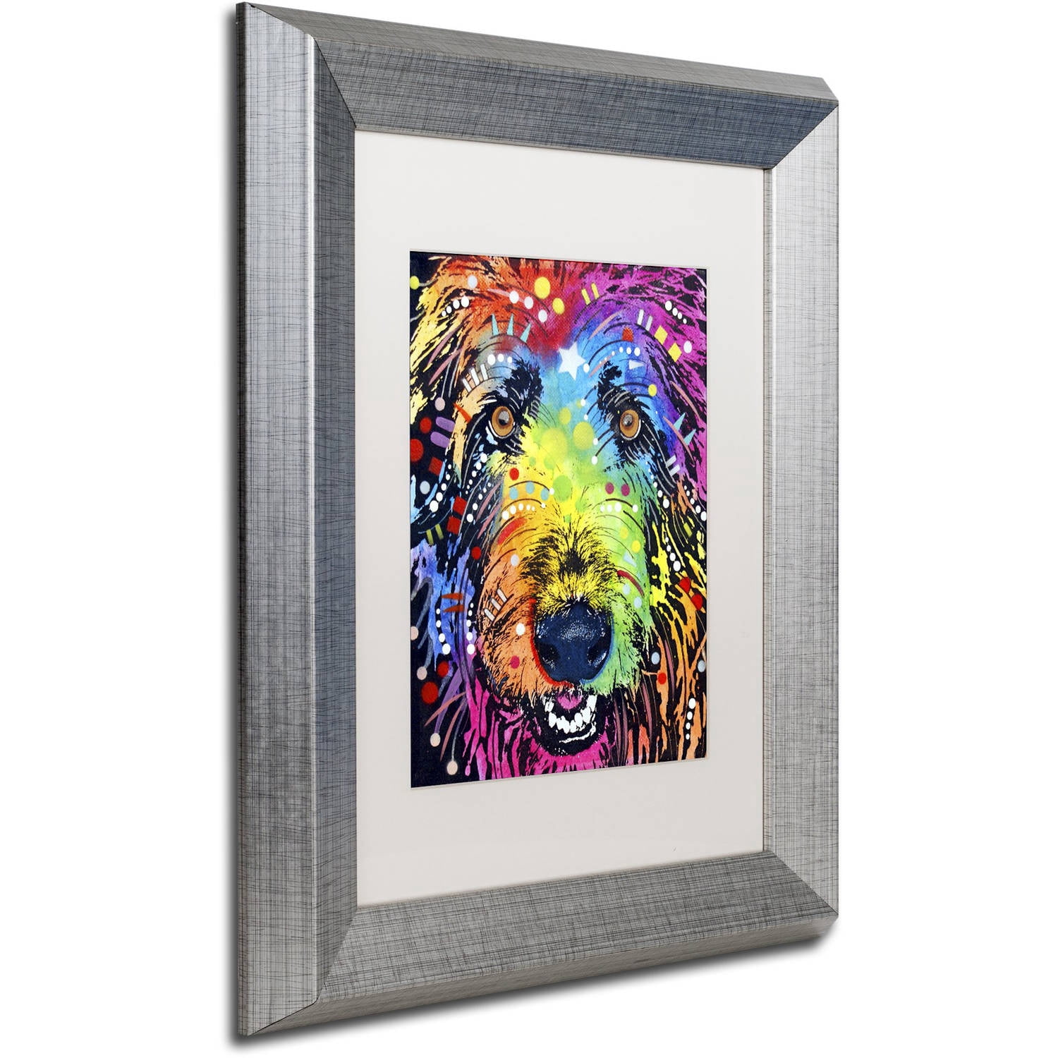Trademark Fine Art "Irish Wolfhound" Canvas Art by Dean Russo, White Matte, Silver Frame