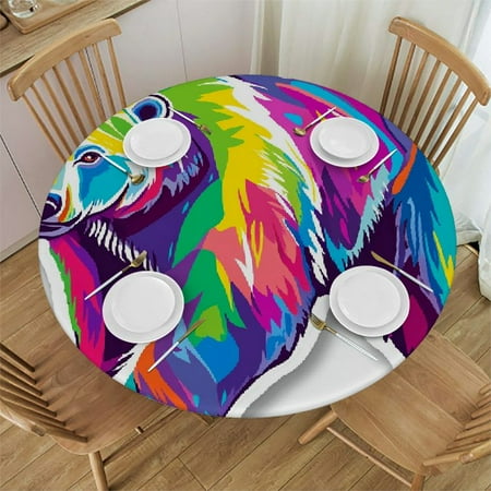 

Autua Polar Bear Round Tablecloth Waterproof Resistant Fabric for Indoor and Outdoor Use Ideal for Restaurants Weddings Parties - Stain-Resistant and Washable 46 -50