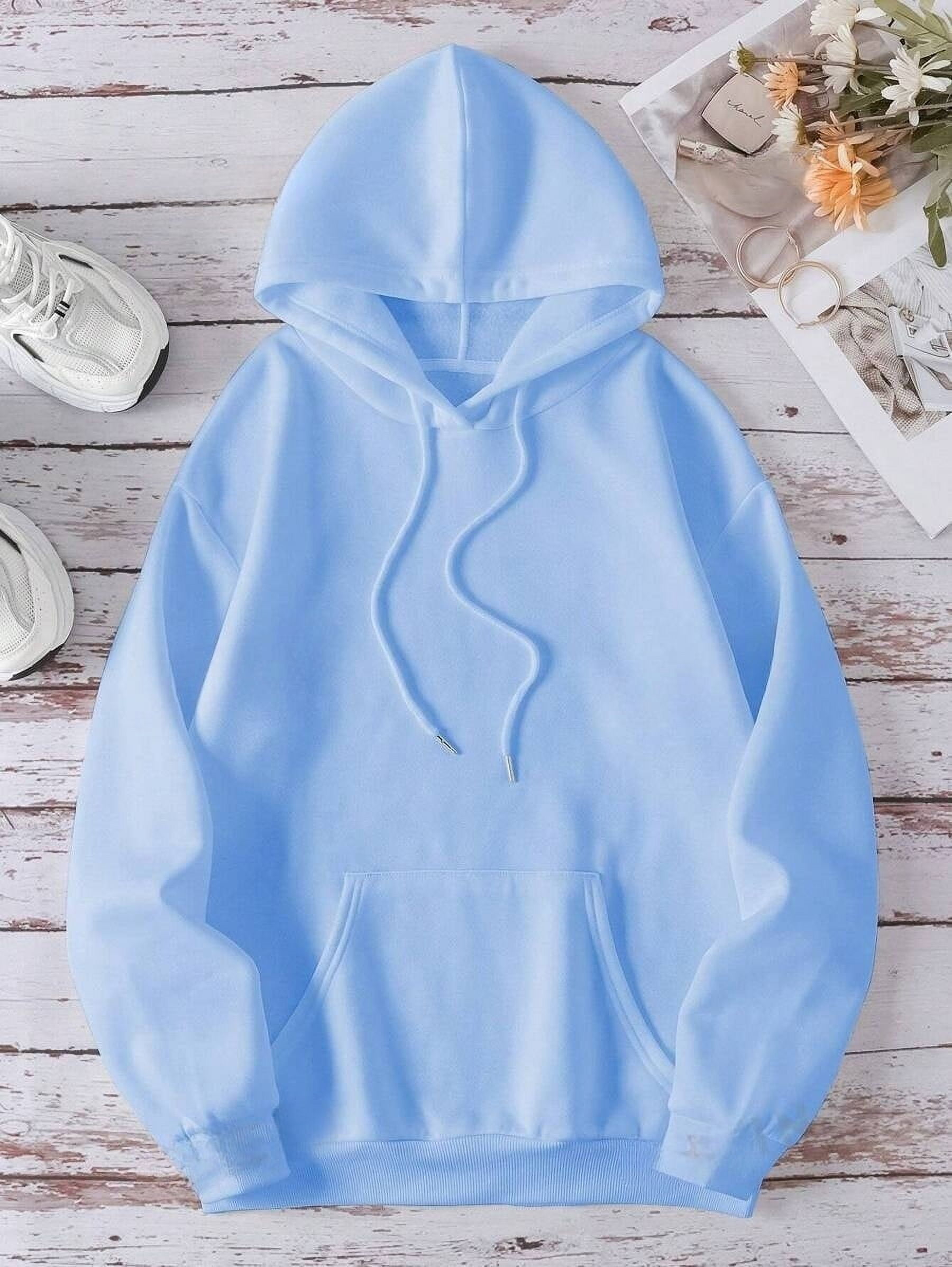 Women's Hooded Sweatshirt With Slogan Print And Kangaroo Pocket FAITH OVER FEAR PSALM