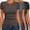 3pcs Black/ Dark Gray/ Chestnut Brown, variant on Short Sleeve Shirts for Women Basic Tees Slim Fit Crew Neck Tops Trendy Summer Black/Dark Gray/Beige