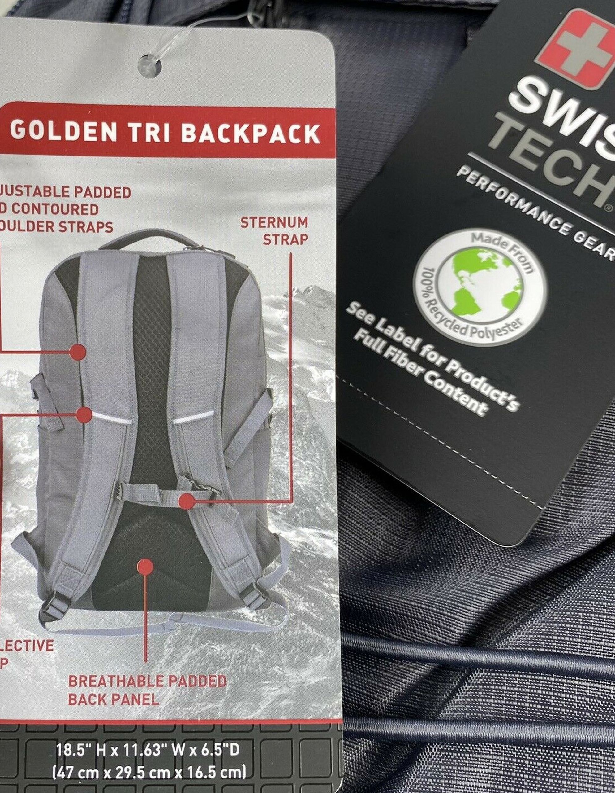 Swiss Tech Adult Unisex Golden Tri Charcoal Bungee Backpack - image 4 of 7