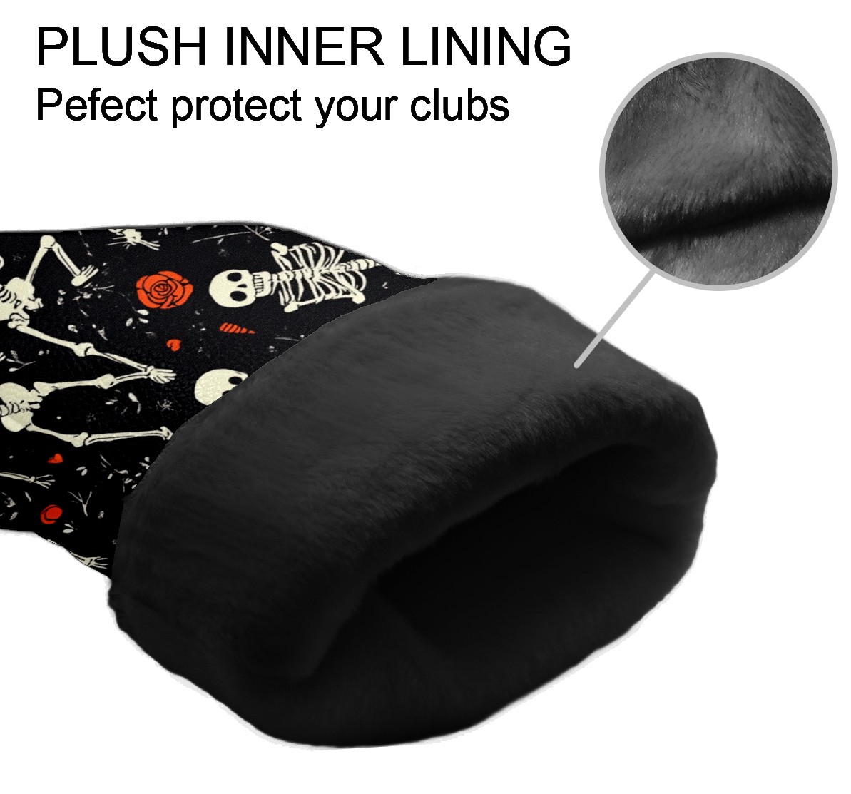 Golf Club Covers PU Leather Waterproof Head Covers for Fairway Woods Hybrids Pumpkin Skull